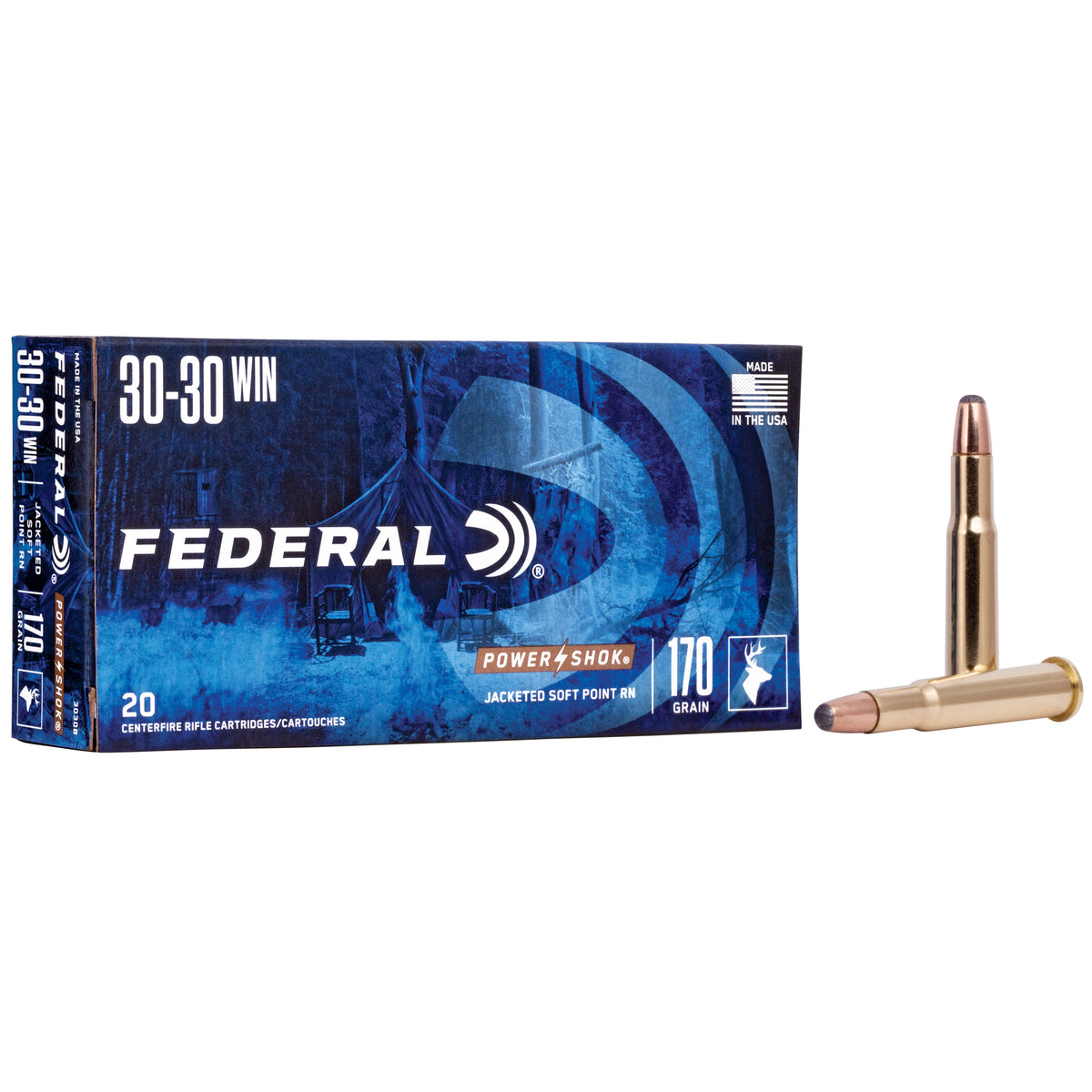 Federal PowerShok, 30-30, 170 Grain, Jacketed Soft Point, Round Nose