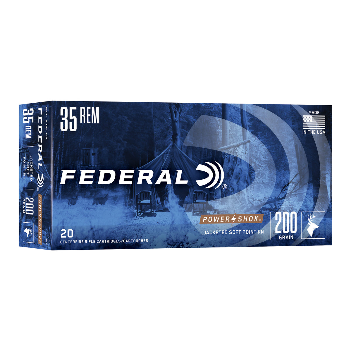Federal PowerShok, 35REM, 200 Grain, Soft Point, 20 Round Box