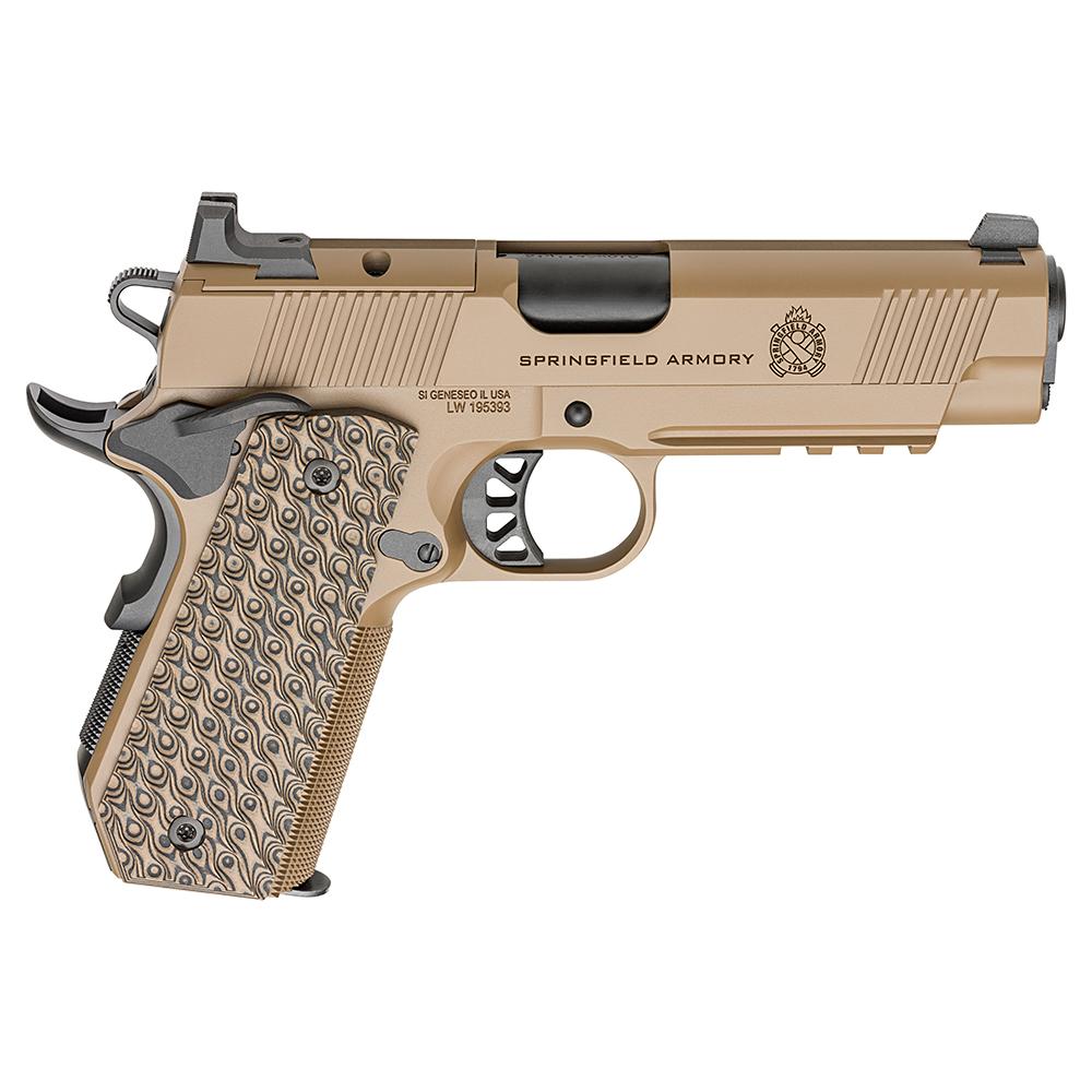 SPRINGFIELD 1911 45 ACP 4.25'' TRP AOS W/CARRY CUT&LIGHT RAIL (3) 7 COYOTE