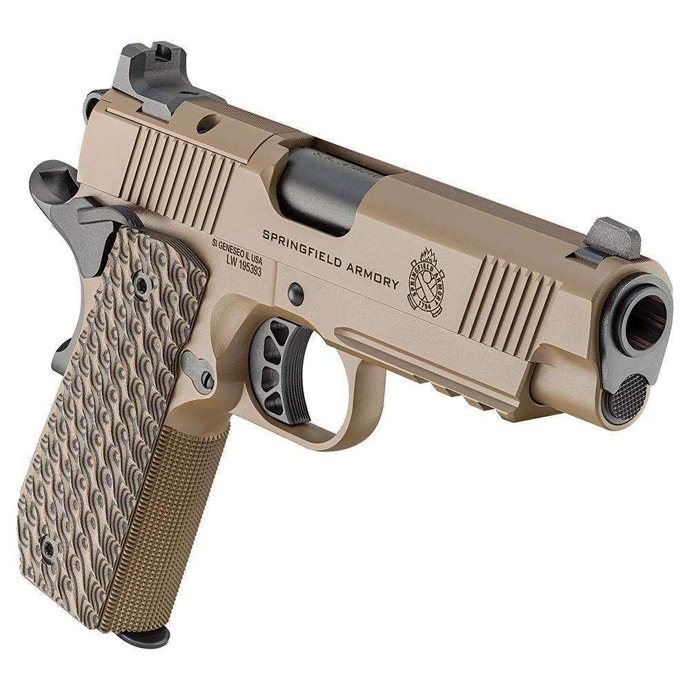 SPRINGFIELD 1911 45 ACP 4.25'' TRP AOS W/CARRY CUT&LIGHT RAIL (3) 7 COYOTE
