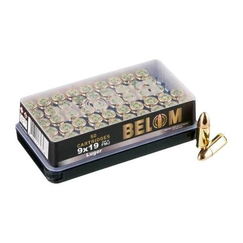 Belom 9mm 124gr FMJ Brass 50rd Box
