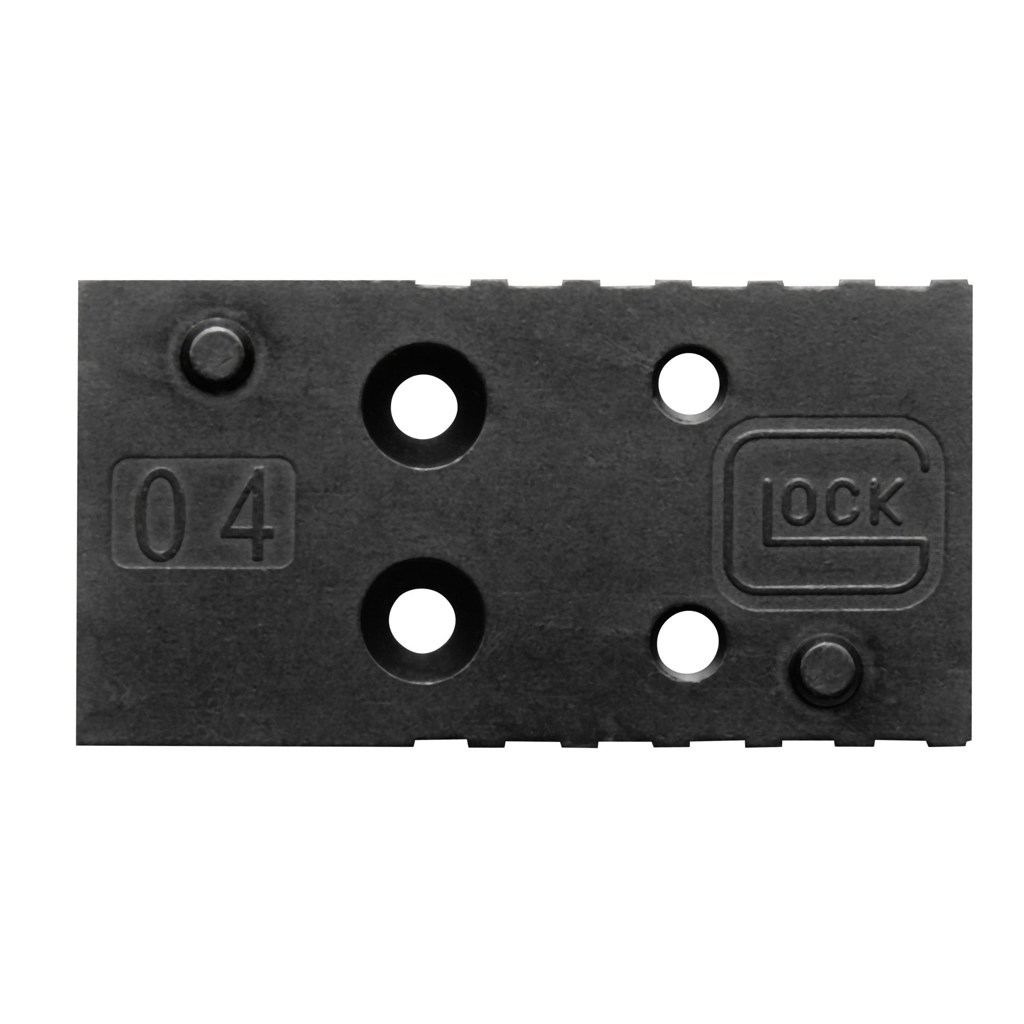 GLOCK MOS Plate, Size 04, Fits Leupold Footprint, For Glock MOS Gen 5 9mm/40S&W, Black