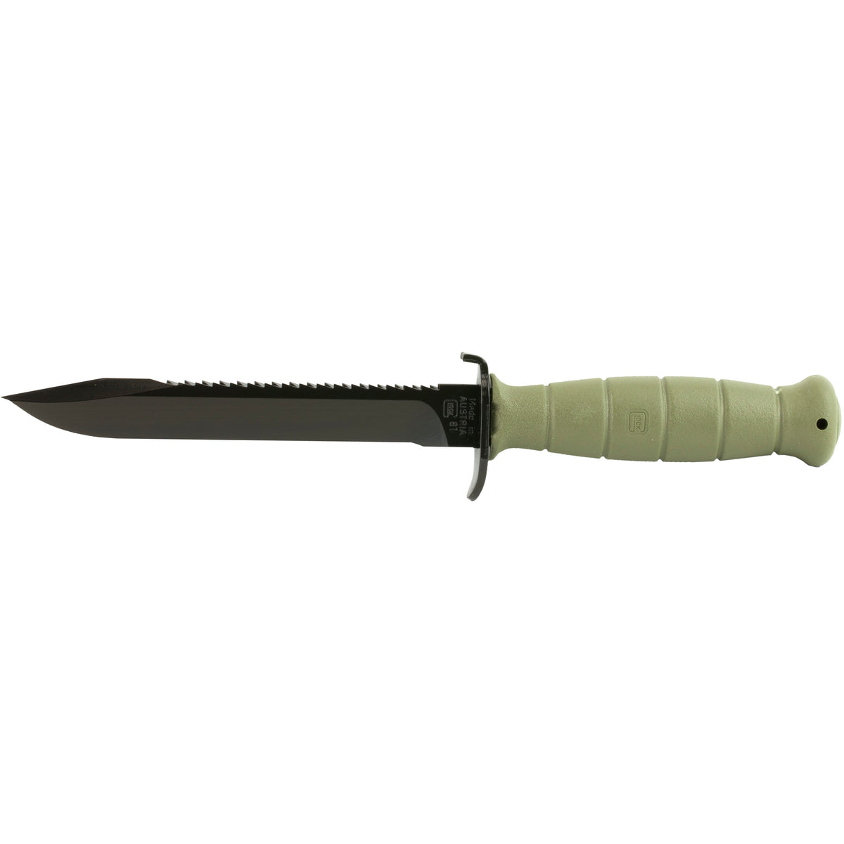 GLOCK OEM Field Knife, 6.5" Fixed Blade, Root Saw, Battlefield Green, Polymer