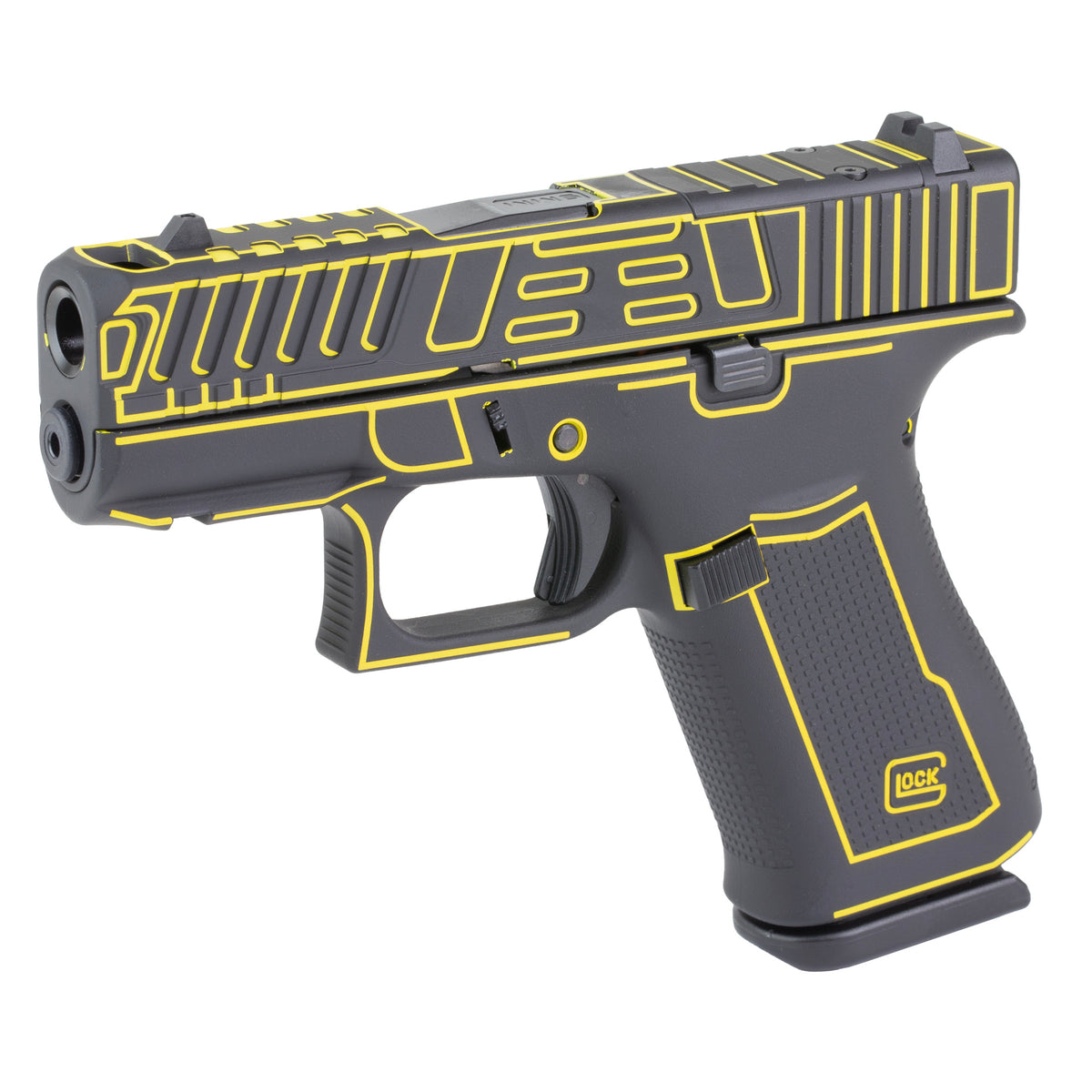 GLOCK 43X - 9MM 3.41" 10rd (Custom Black with Yellow Outline Cerakote Finish by Shark Coast Tactical)