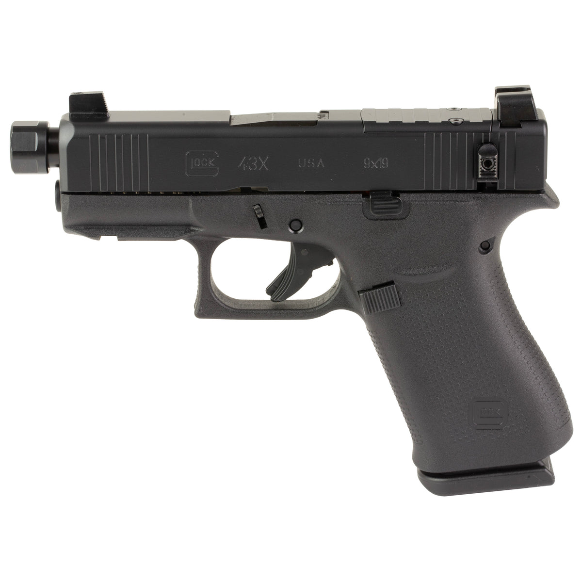 GLOCK 43X Hush Puppy, Semi-automatic, Striker Fired, Polymer Frame Pistol, Sub-Compact