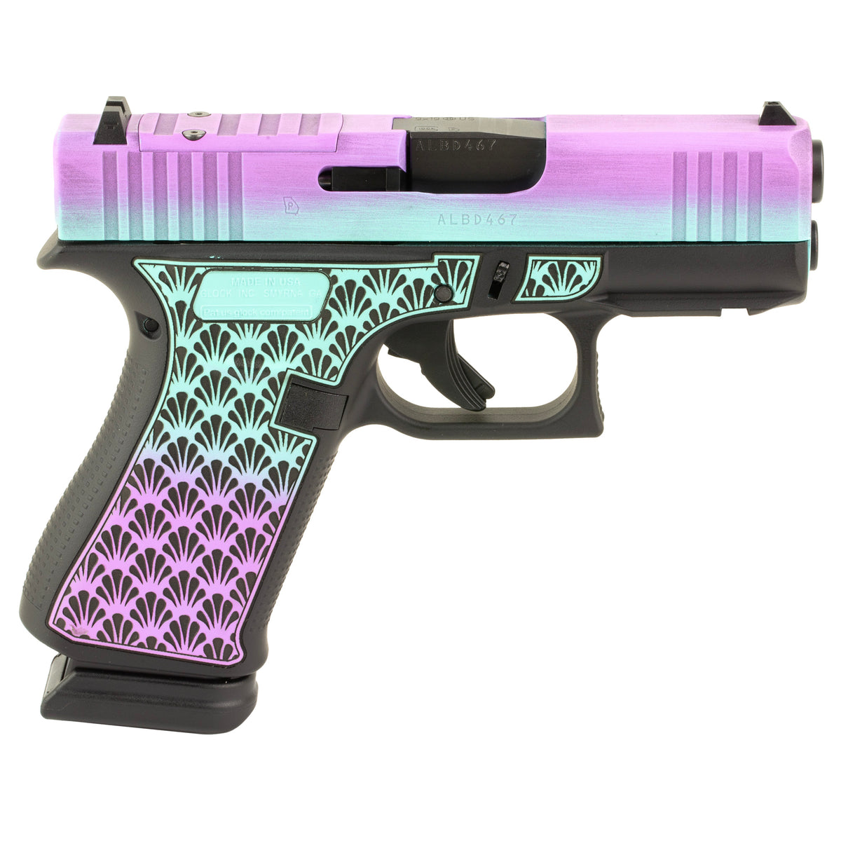 GLOCK 43X - 9MM 3.41" 15rd (Custom Island Bug Cerakote Finish by Shark Coast Tactical)