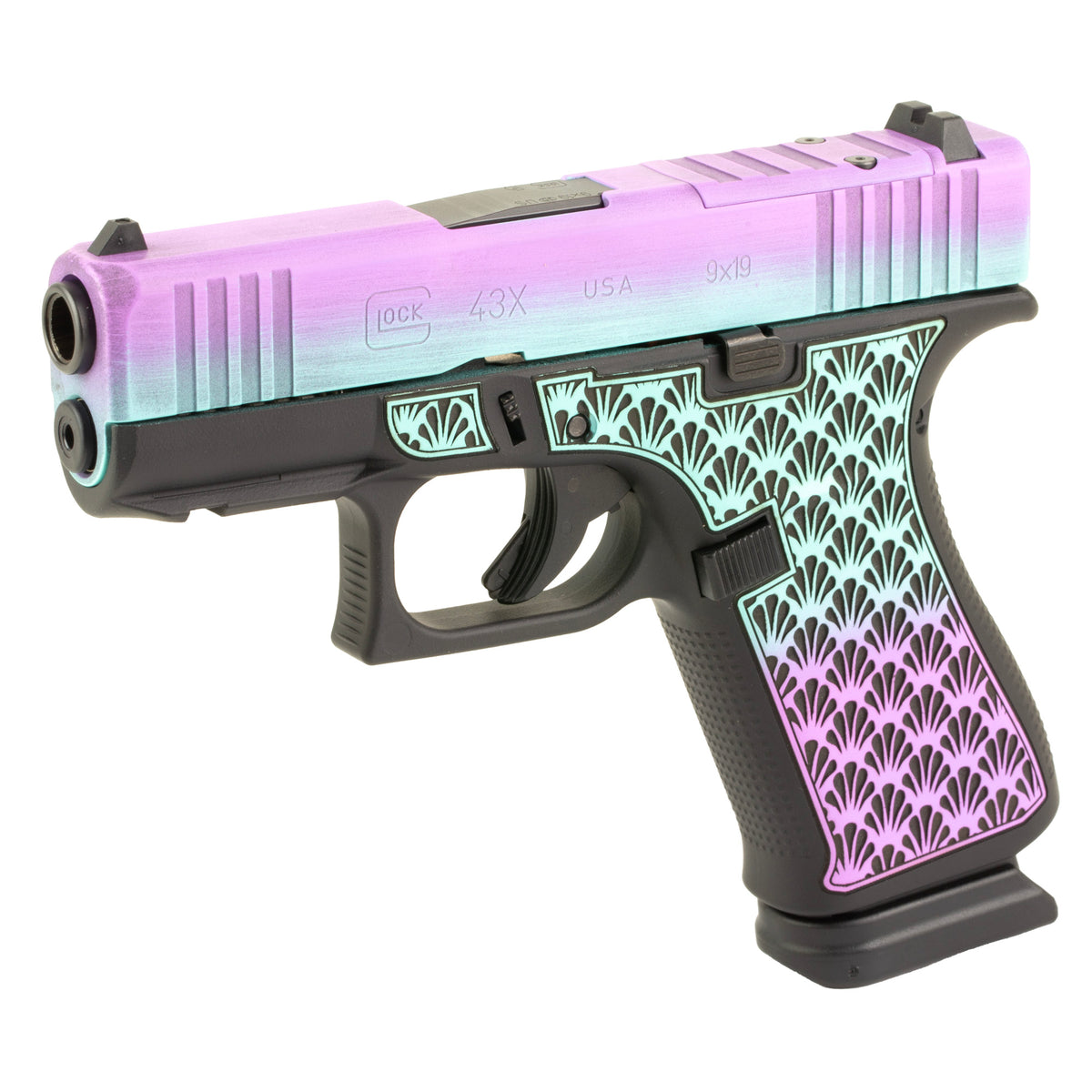GLOCK 43X - 9MM 3.41" 15rd (Custom Island Bug Cerakote Finish by Shark Coast Tactical)