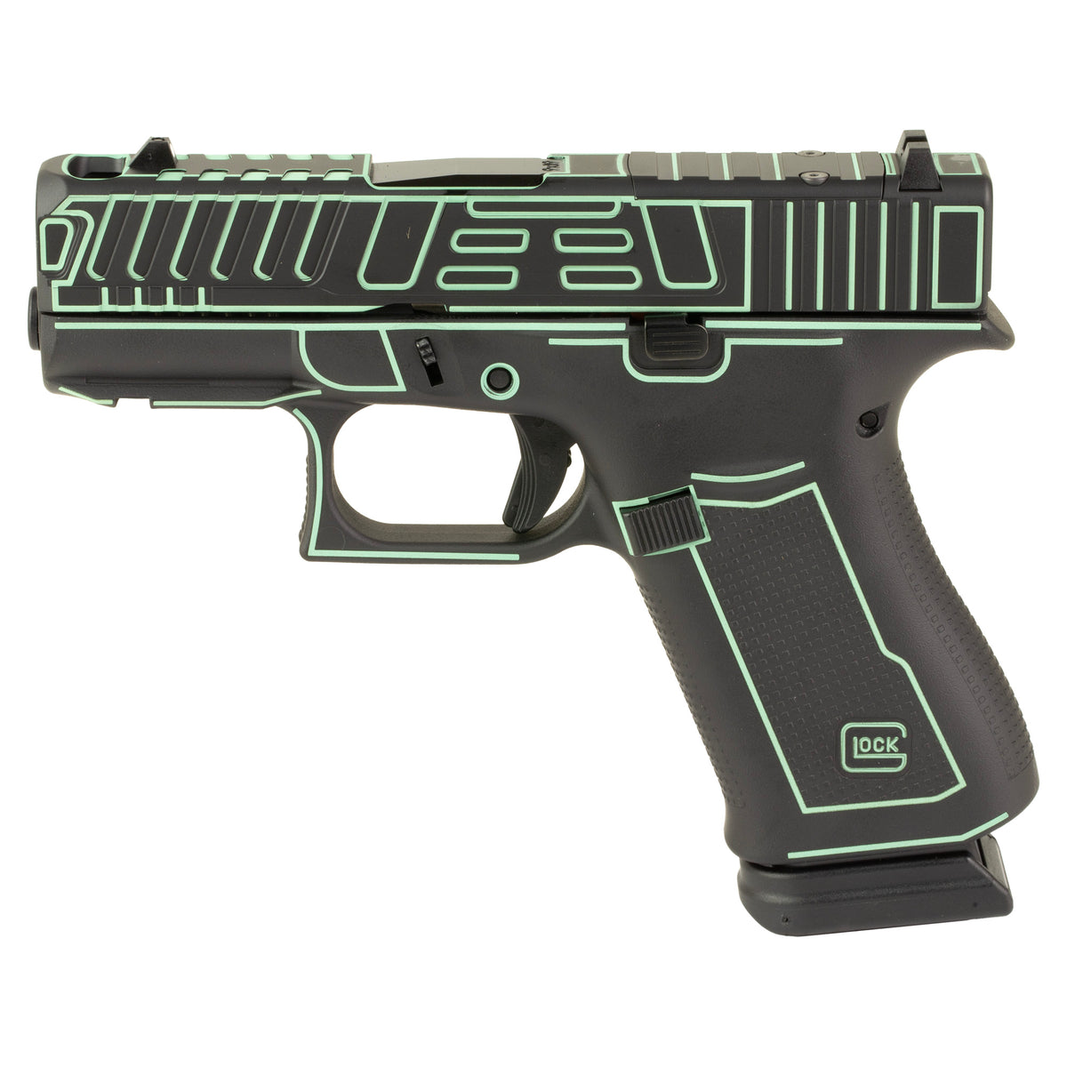 GLOCK 43X - 9MM 3.41" 15rd (Custom Black with Blue Outline Cerakote Finish by Shark Coast Tactical)