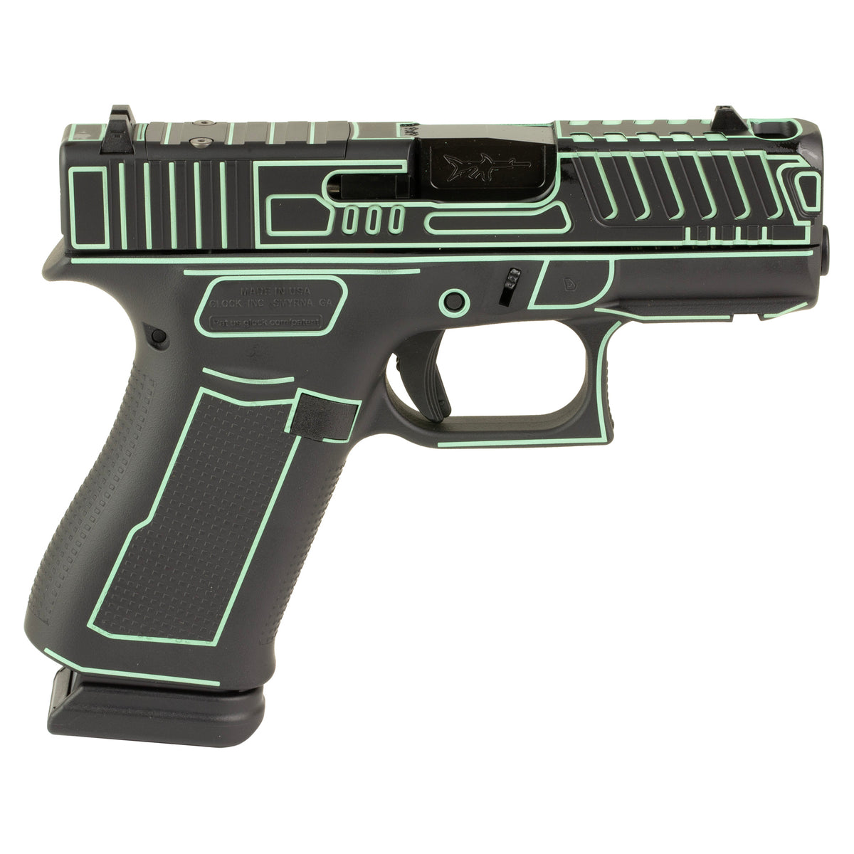 GLOCK 43X - 9MM 3.41" 15rd (Custom Black with Blue Outline Cerakote Finish by Shark Coast Tactical)