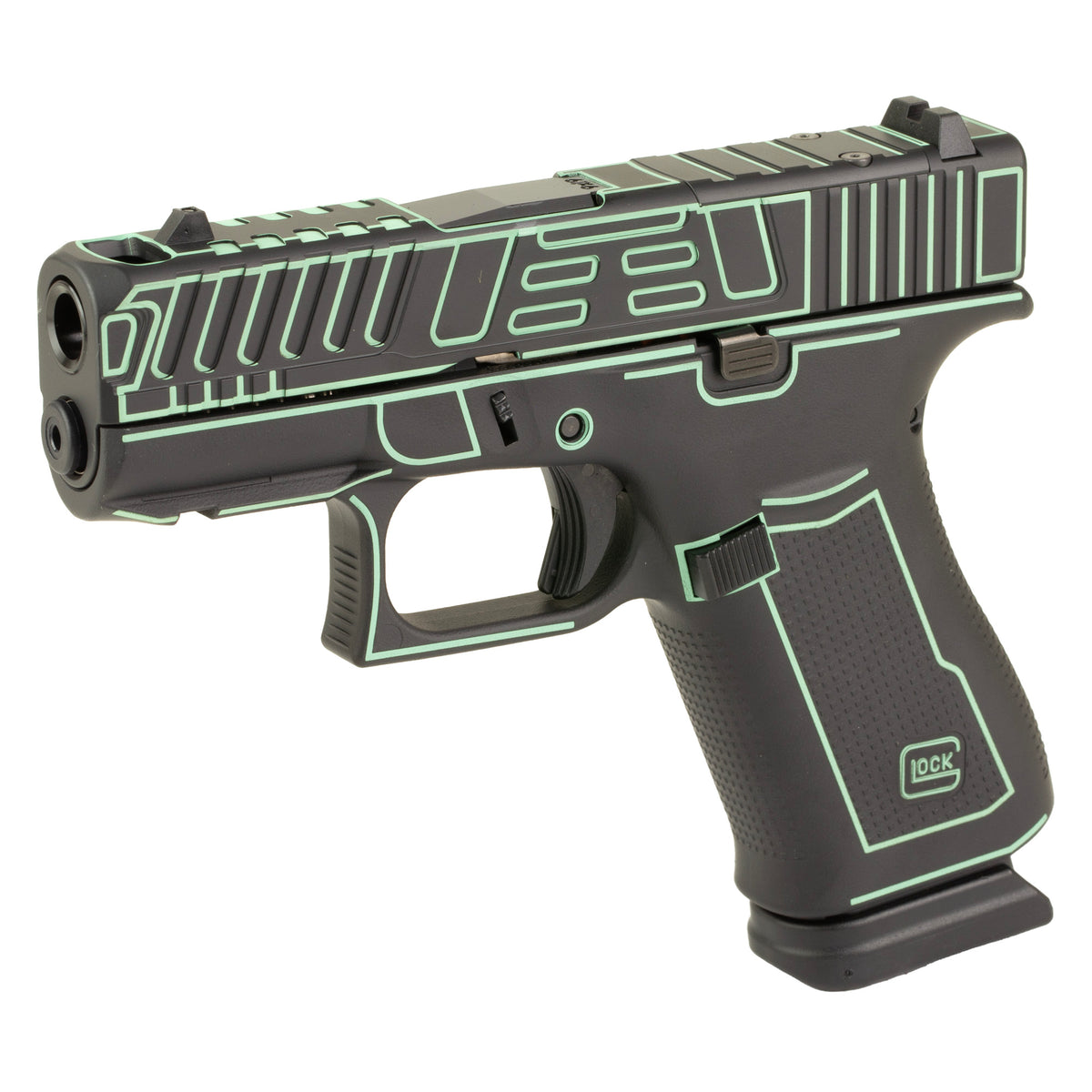 GLOCK 43X - 9MM 3.41" 15rd (Custom Black with Blue Outline Cerakote Finish by Shark Coast Tactical)