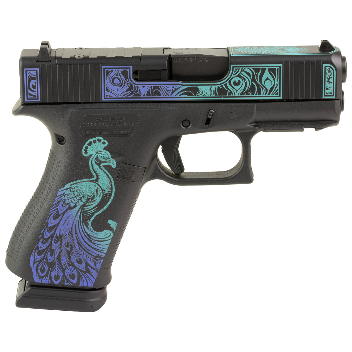 GLOCK 43X - 9MM 3.41" 15rd (Custom Peacock Cerakote Finish by Shark Coast Tactical)