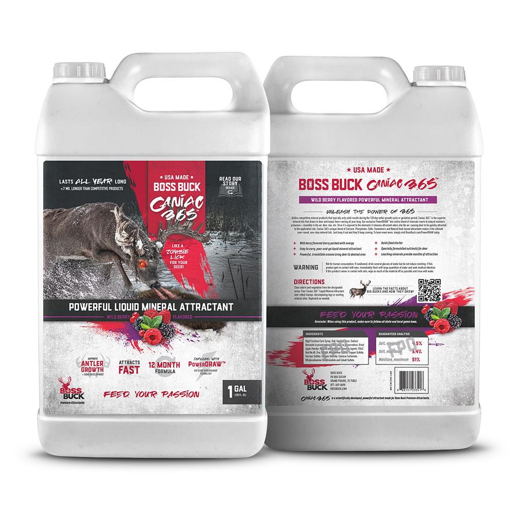 BOSS BUCK LIQUID CANIAC 365 WILD BERRY 1 GALLON