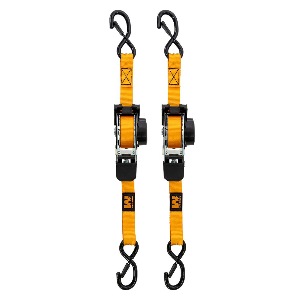 1X10 RETRACTABLE RATCHET STRAPS ORANGE 2 PACK