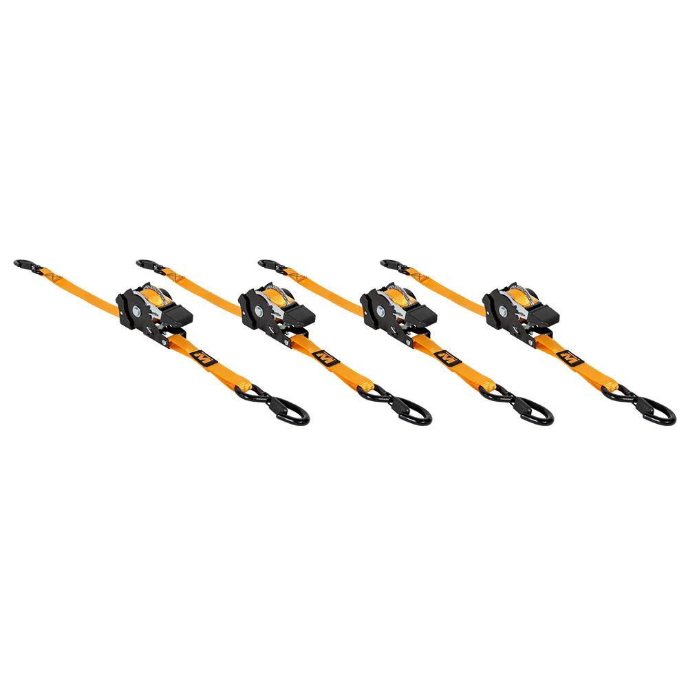 1X10 RETRACTABLE RATCHET STRAPS ORANGE 4 PACK