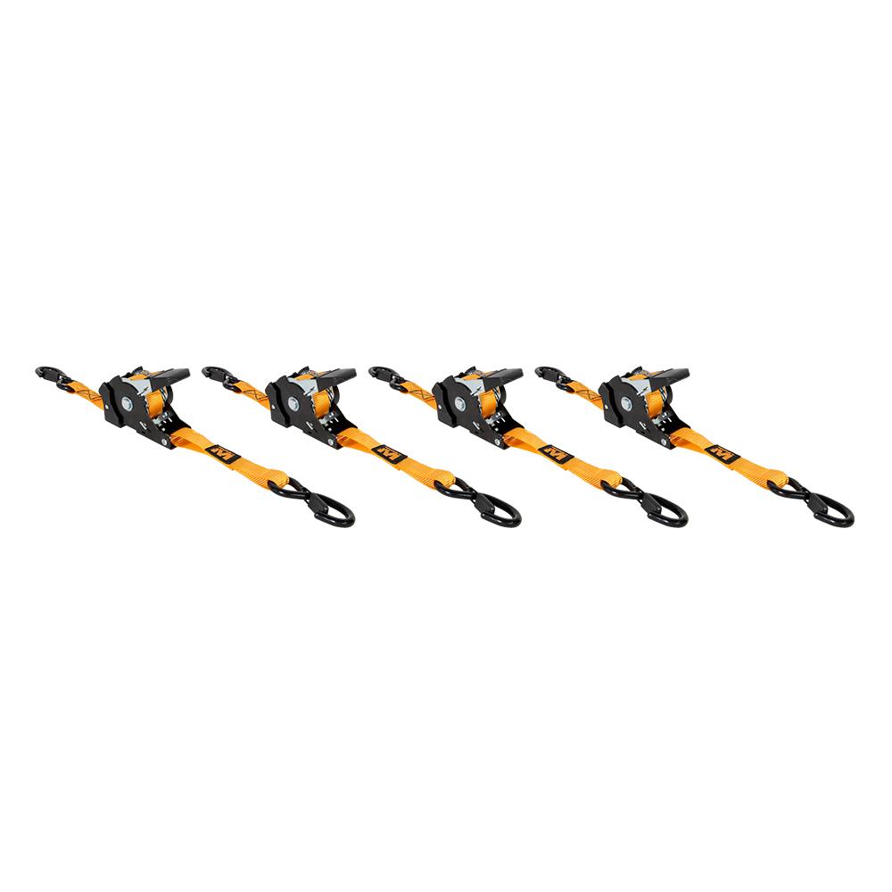 1X10 RETRACTABLE RATCHET STRAPS ORANGE 4 PACK