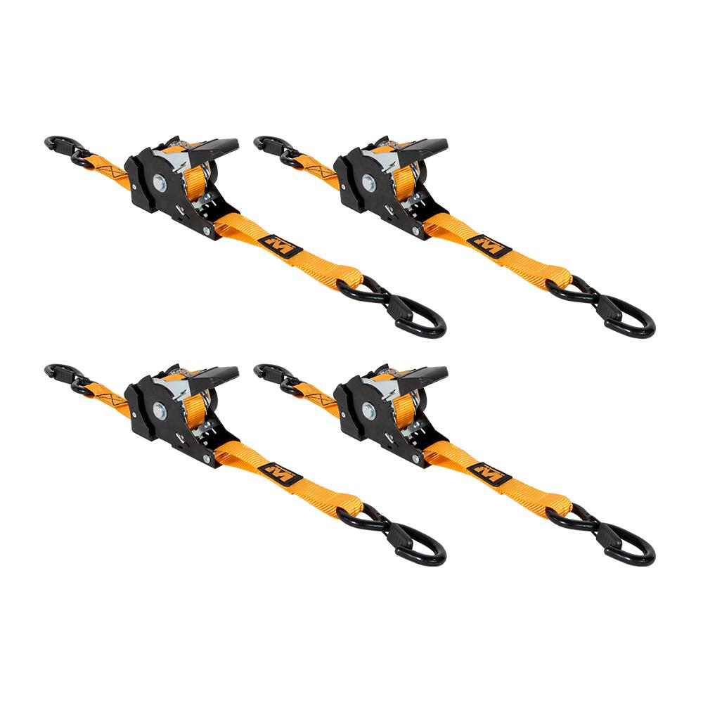 1X10 RETRACTABLE RATCHET STRAPS ORANGE 4 PACK