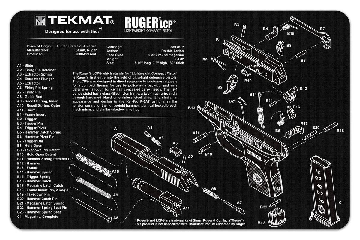 Ruger LCP TekMat Gun Cleaning Mat 11x17