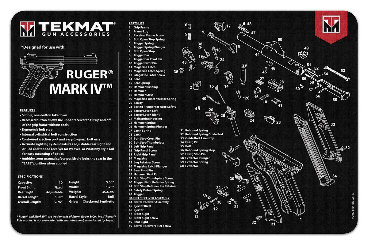 Ruger Mark IV TekMat Gun Cleaning Mat 11x17
