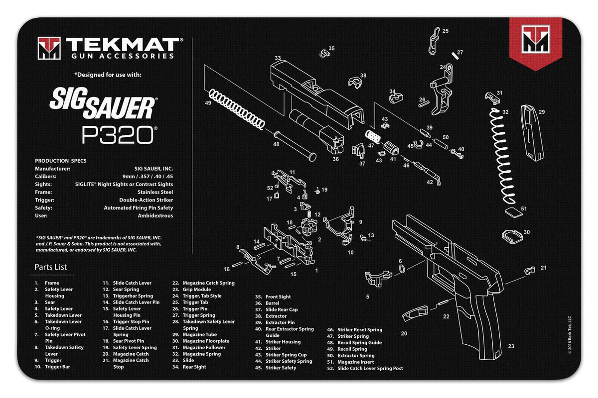 Sig Sauer P320 TekMat Gun Cleaning Mat 11x17