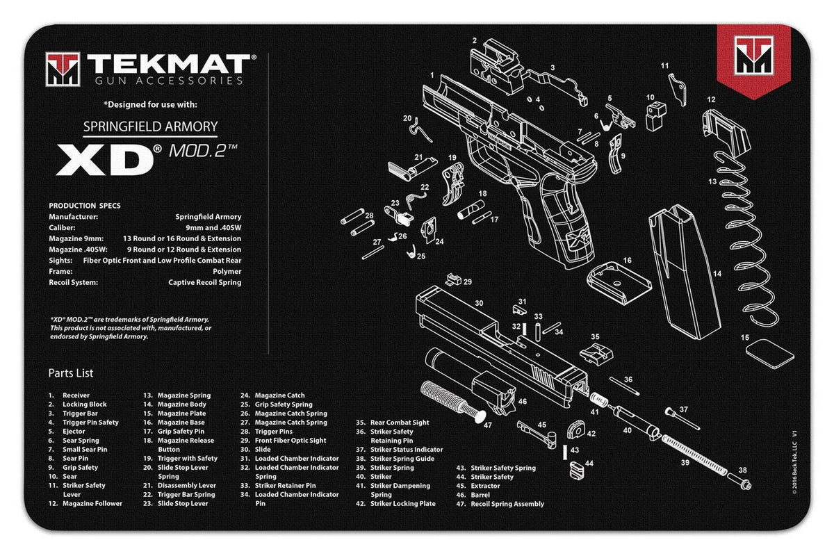 Springfield Armory XD Mod.2 TekMat Gun Cleaning Mat 11x17