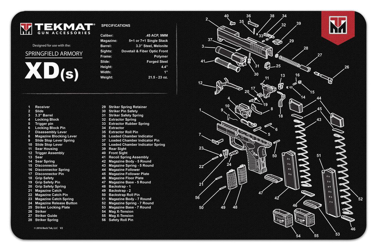 Springfield Armory XDs TekMat Gun Cleaning Mat 11x17
