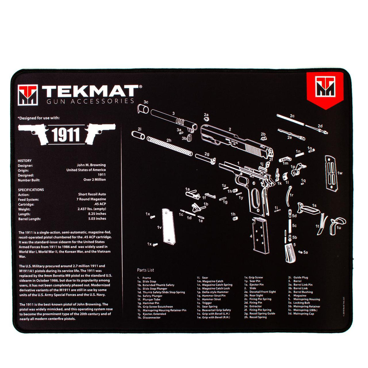 Ultra 20 - 1911 Gun Cleaning Mat 15x20
