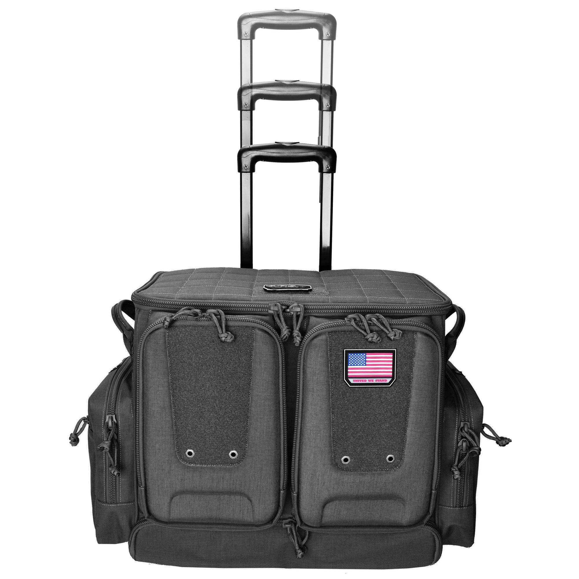 GPS Tactical Rolling Range Bag, Black, Soft Case, Foam Cradle Holds 6 Pistols