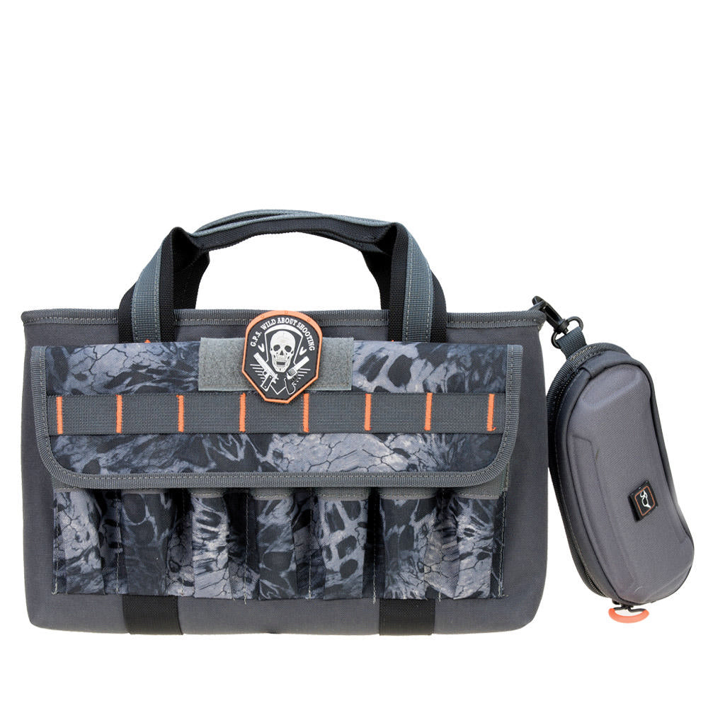 DOUBLE PISTOL RANGE BAG W  MAG STORAGE  GLASSES CASE - PRYM11 BLACKOUT