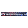 15″ Ultra Lightweight Thin M-LOK System Free Floating Handguard With Monolithic Top Rail (Battle Worn Flag)