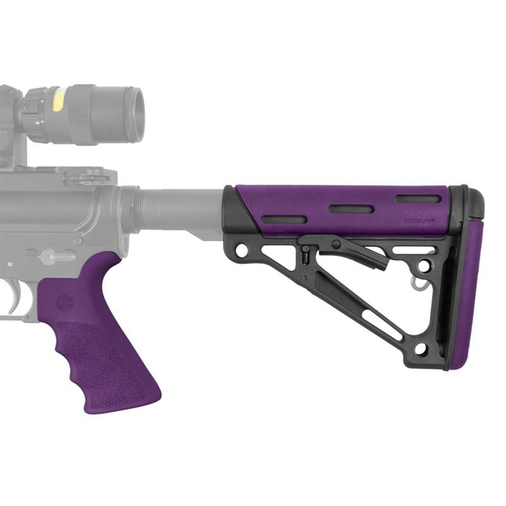 HOGUE AR15/M16 Kit-FG Beavertail Grip/OverMolded Collapsible MIL PURPLE