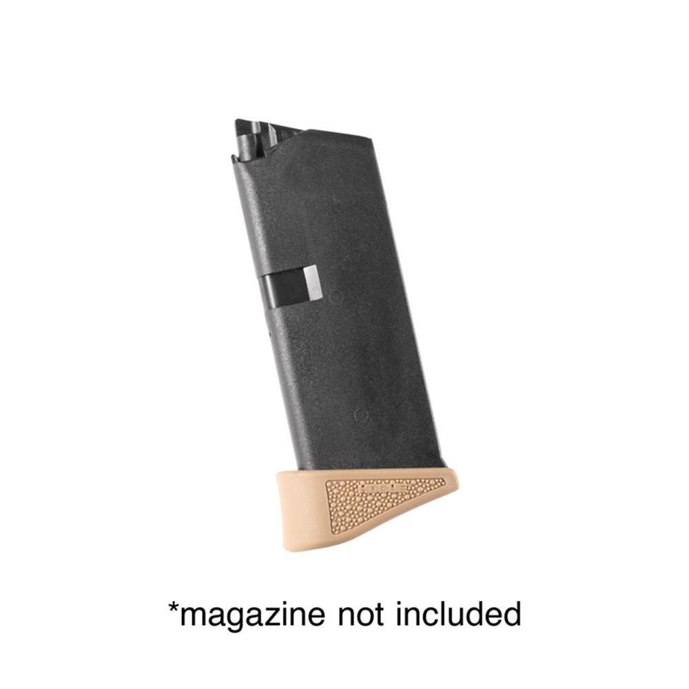 Glock 43 9mm OverMolded Rubber Grip Ext Base Pad for 6 Rd Mag FDE