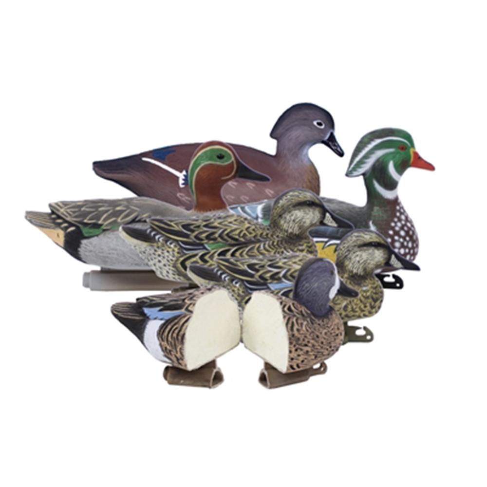 Higdon Outdoors Puddle Pack 2/Grn Wing Teal 2/Blue Wing Teal 2/Wood Ducks