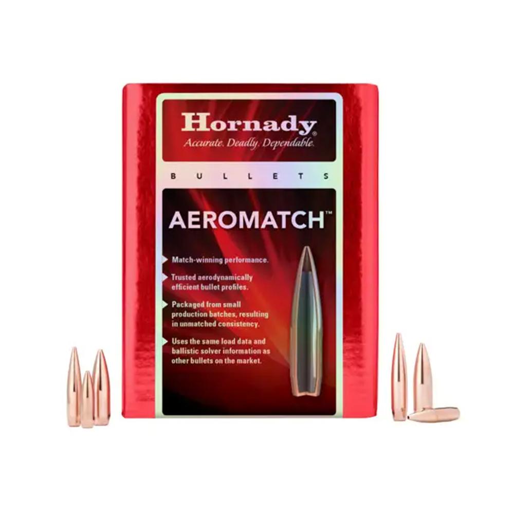 Hornady Aeromatch Rifle Bullets 22 CAL .224 77 HPBT W/C  (1-9) 100 RDS