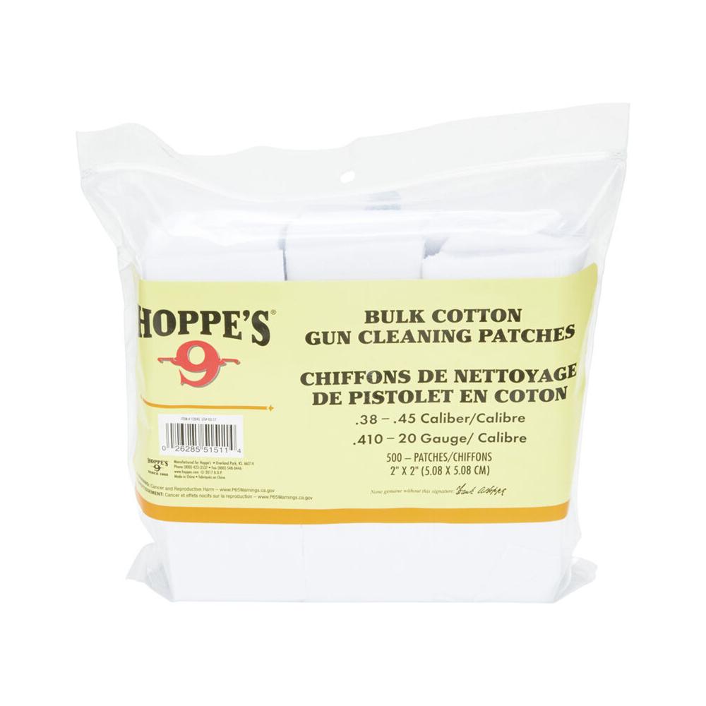 Hoppe's .38-.45 Cal, 2 Cotton Patch, 500 Pack, Poly Bag
