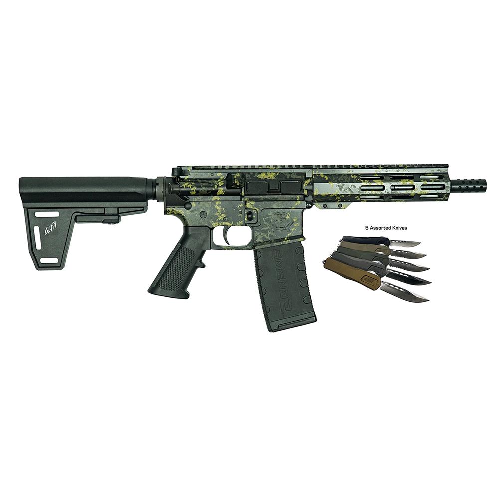 Great Lakes AR15 Pstl 223Wy 7in 30Rd Lich Blk Camo Brc 5 OTF 3.5'' Bld