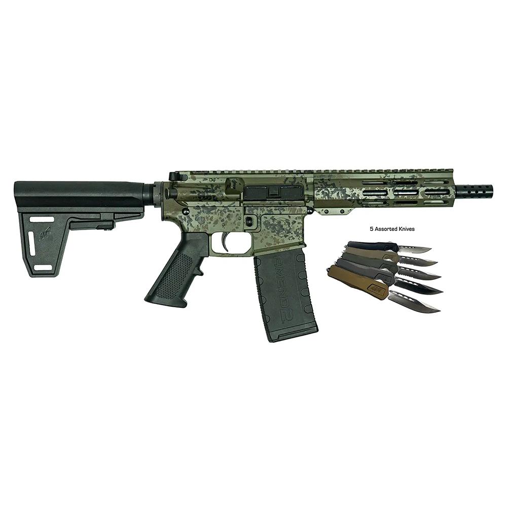 Great Lakes AR15 Pstl 223Wy 7in 30Rd Lich Grn Camo Brc 5 OTF 3.5'' Bld