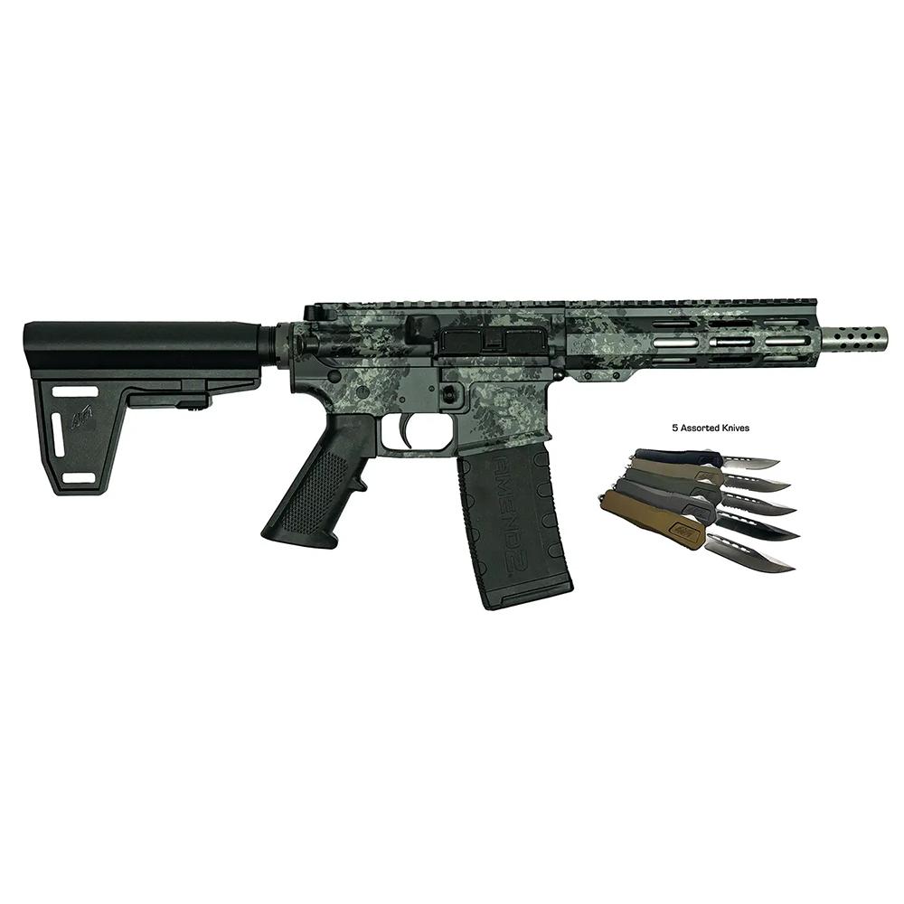 Great Lakes AR15 Pstl 223Wy 7in 30Rd Lich Gry Camo Brc 5 OTF 3.5'' Bld