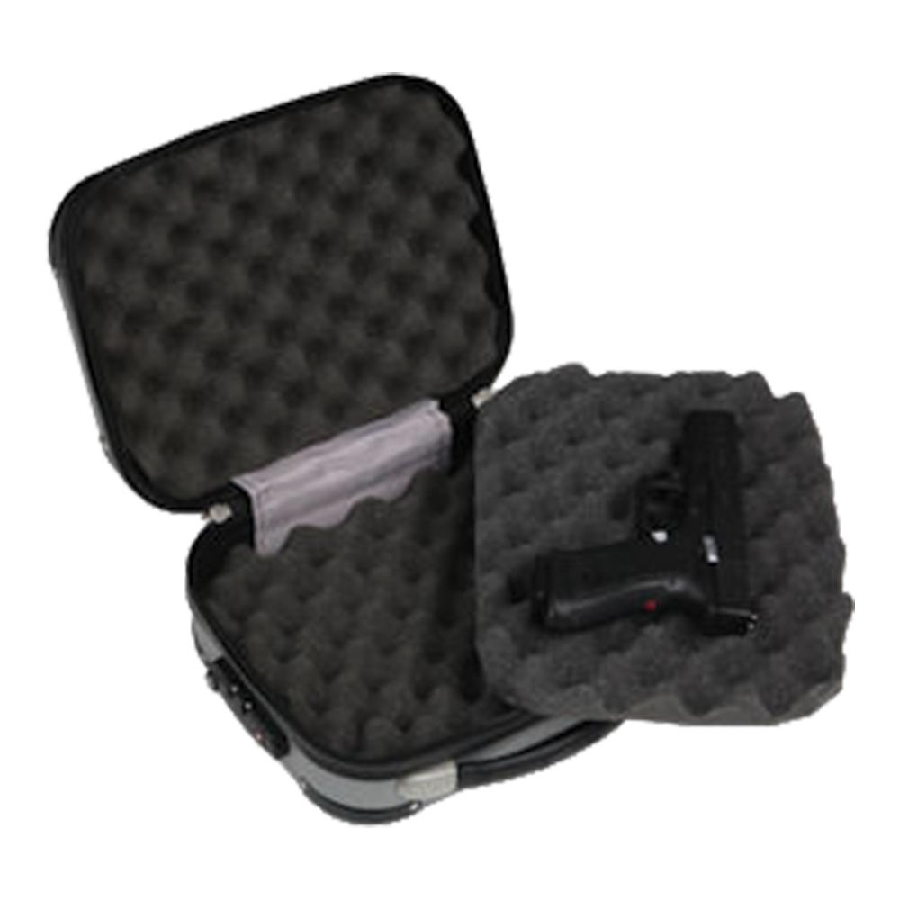 9x12x5 Grey Mold Dbl Pistol Case w/TSA combo lock-hndle-heavy duty eggcrate