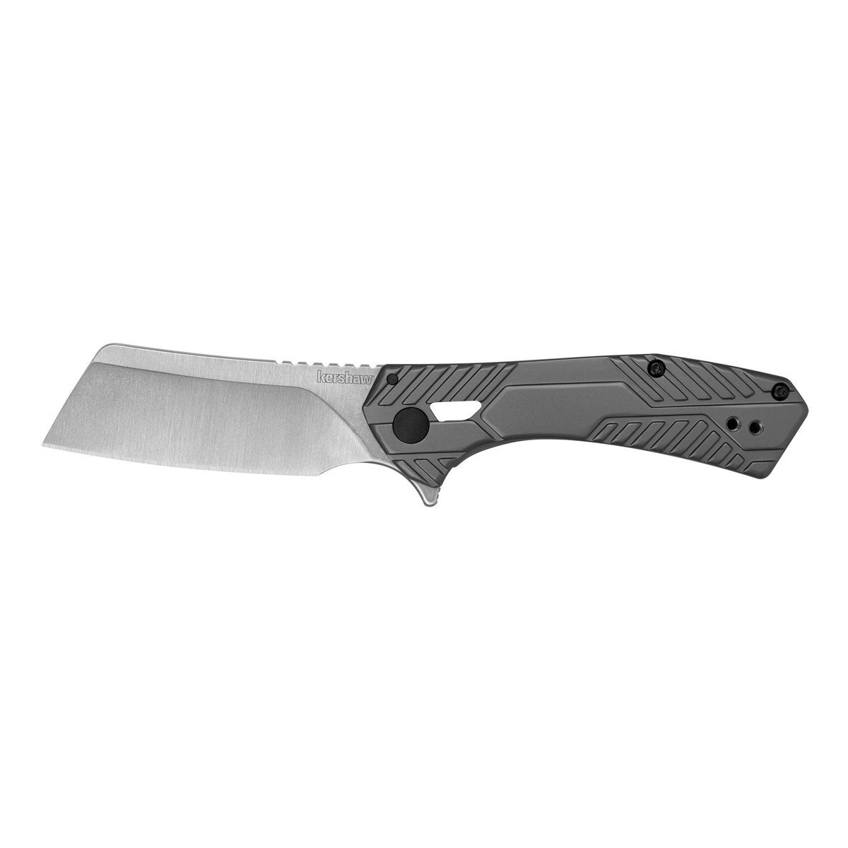 Kershaw Static, 3.9" Folding Knife, Cleaver, Plain Edge, 8Cr13MoV With Satin Flats