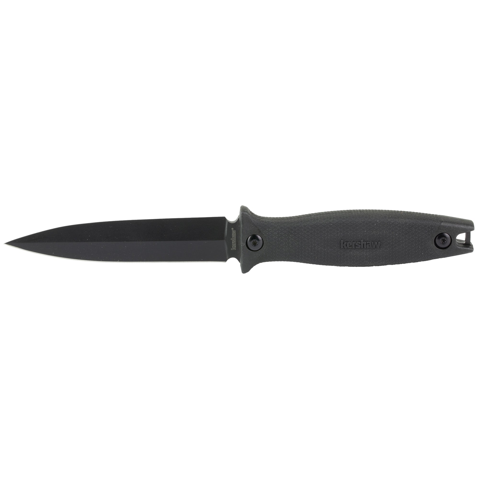 Kershaw Secret Agent, 4.4" Fixed Blade Knife, Spear Point, Plain Edge, Black-Oxide Finish