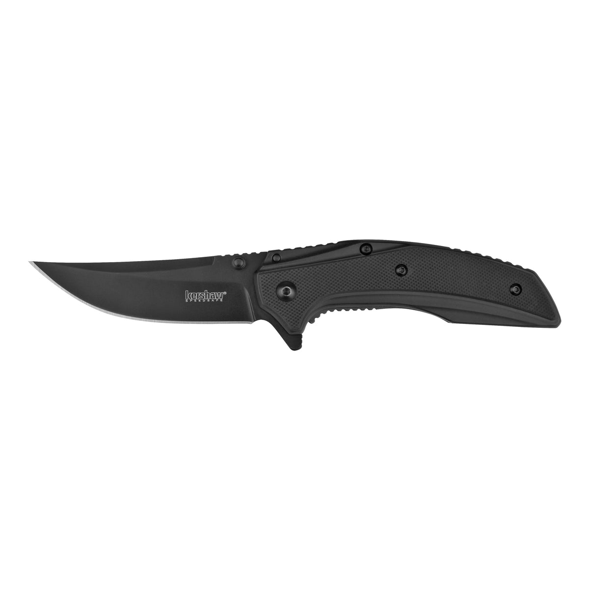 Kershaw OURIGHT-BLACK, Folding Knife, Plain Edge, Trailing Point, 3" Blade