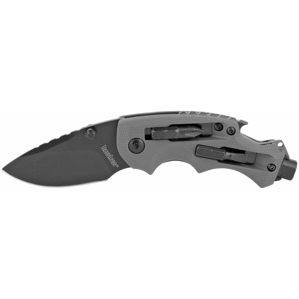 Kershaw Shuffle DIY Folding Knife, 2.4" Blade, Gray Handle, Bottle Opener, Bit Driver