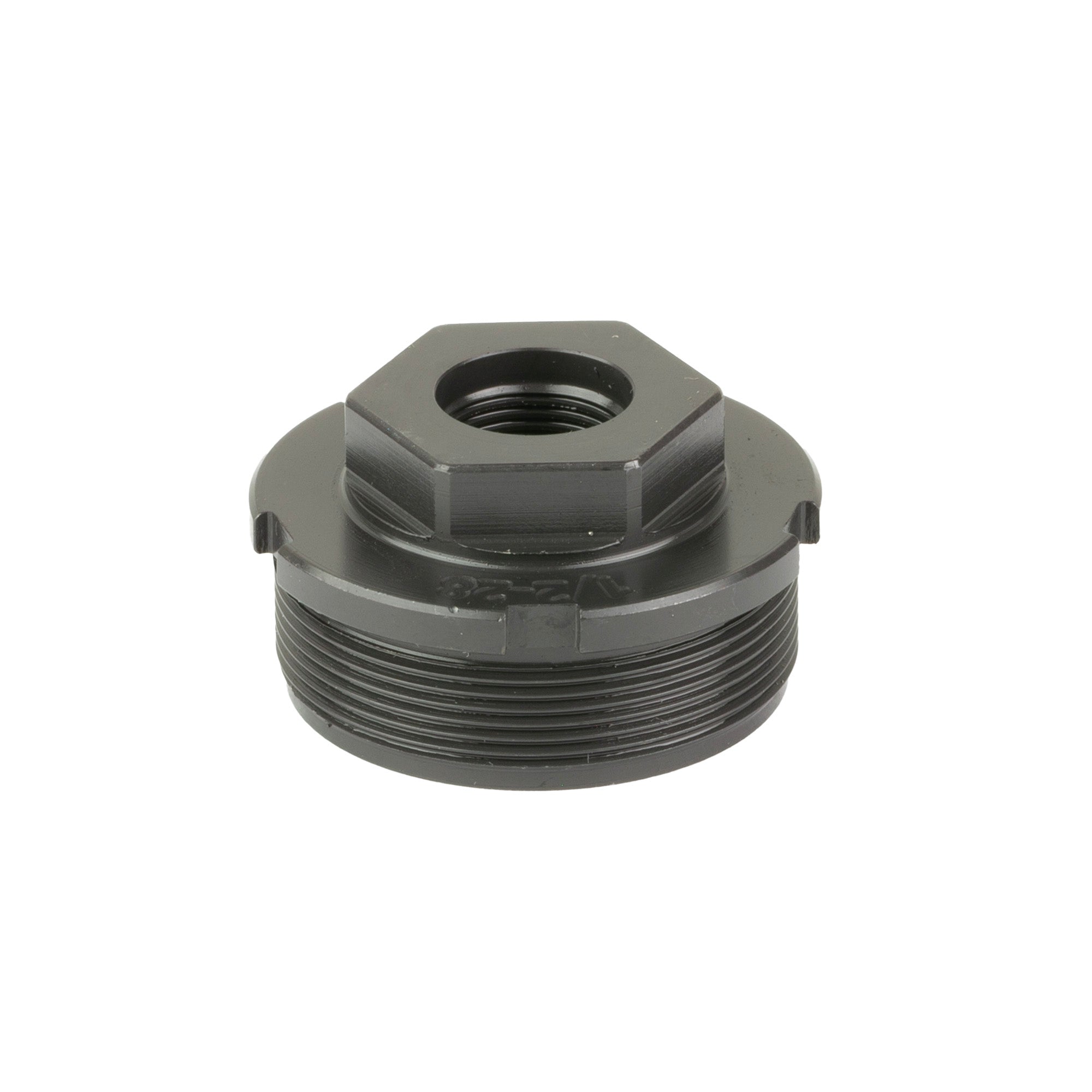 KGM Direct Thread Adapter, 1/2X28 to HUB (1.375X24), Nitride Finish, Black
