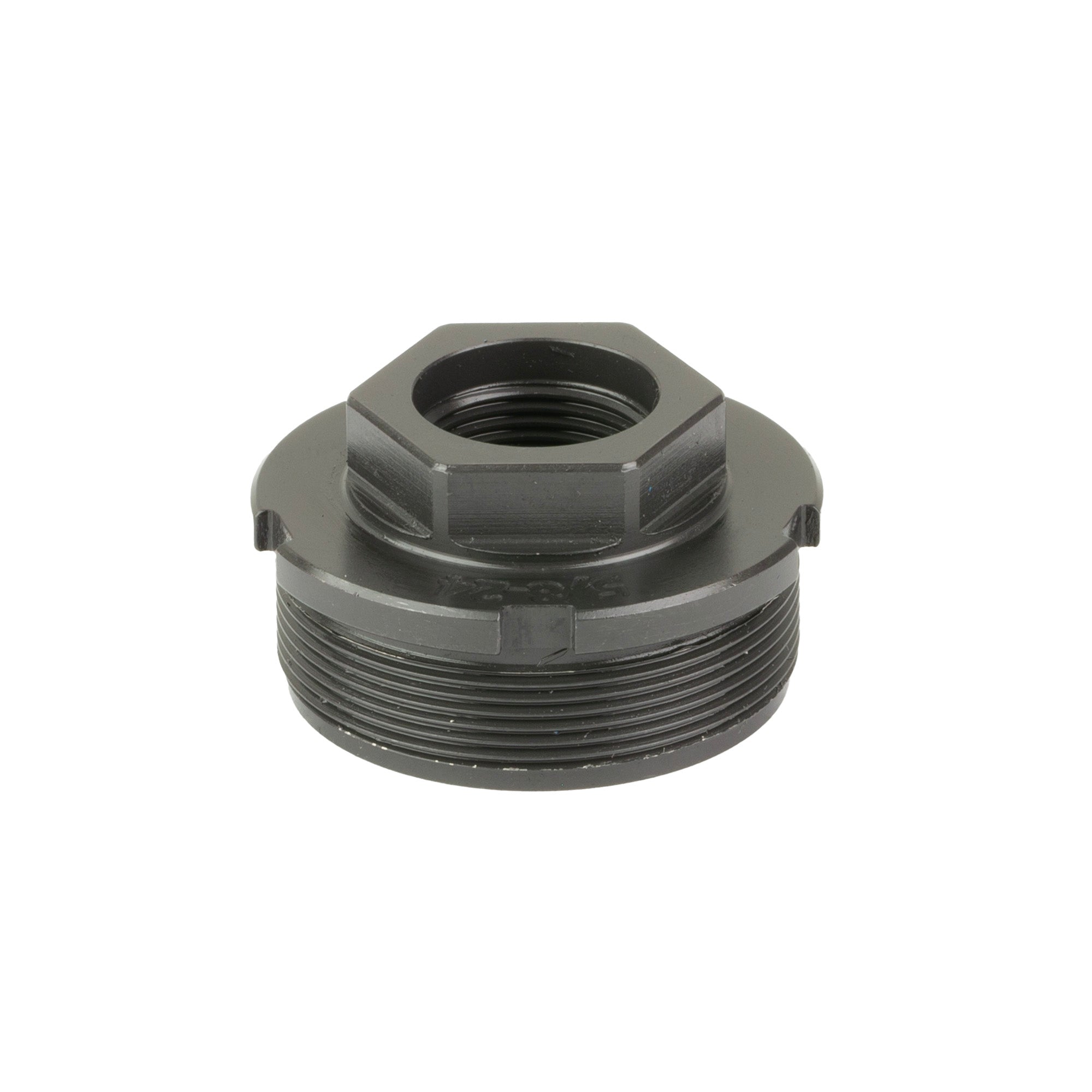KGM Direct Thread Adapter, 5/8X24 to HUB (1.375X24), Nitride Finish, Black