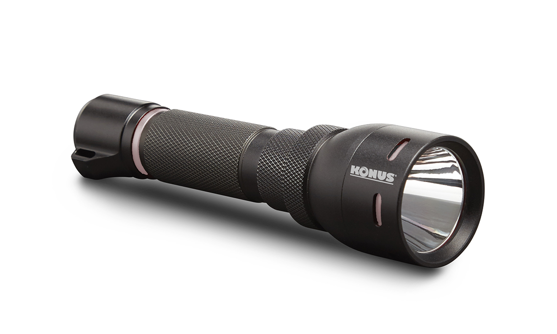 Konus Rechargeable tactical flashlight w/remote switch /mount ring-1000 lum