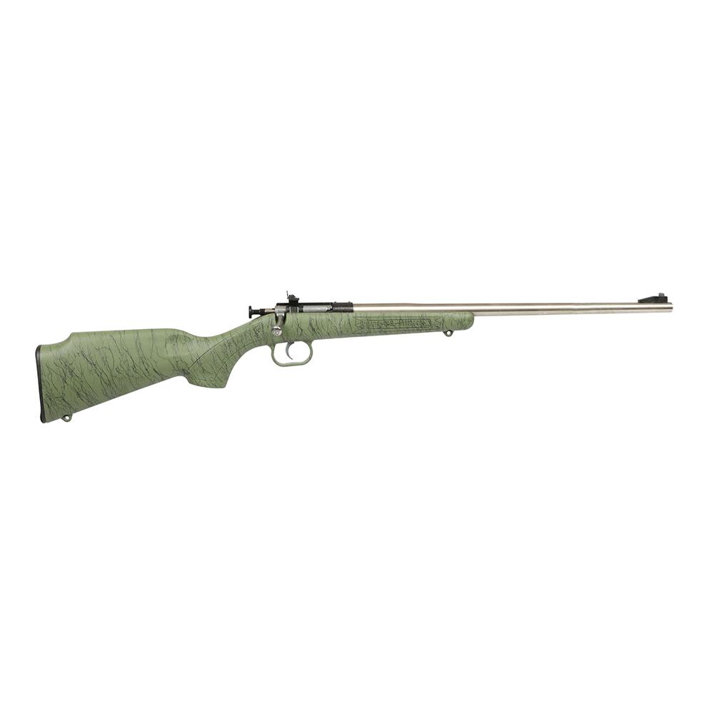 Crickett 22LR Stnls Green w/Blk Web Syn Stk