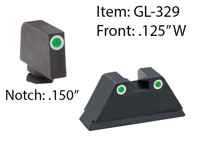 SUPPRESSOR SET FOR GLOCK GREEN 3-DOT WHITE OUTLINE