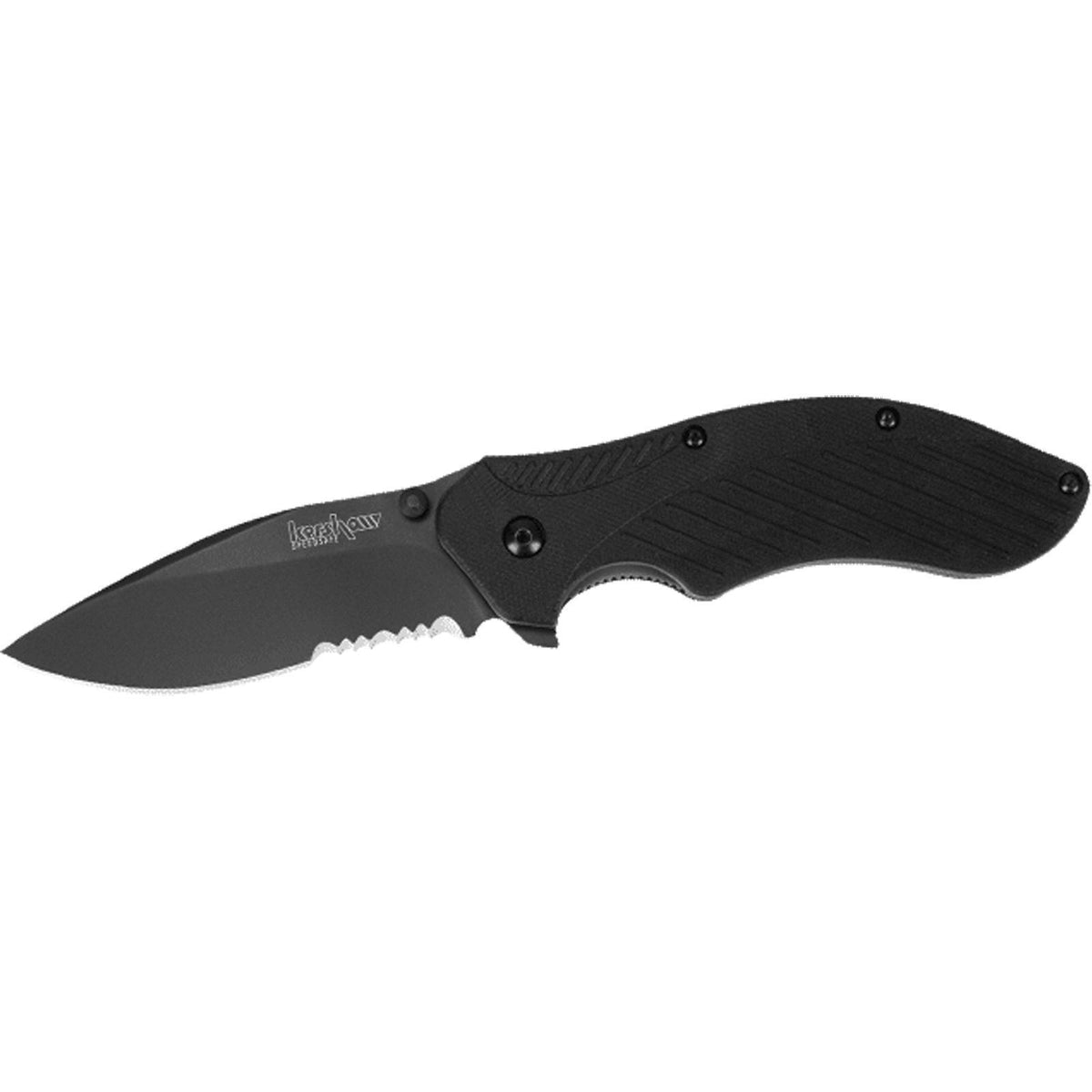 Kershaw Clash Assisted Flipper Knife 3 Black Serr Blade, Black Polyimide