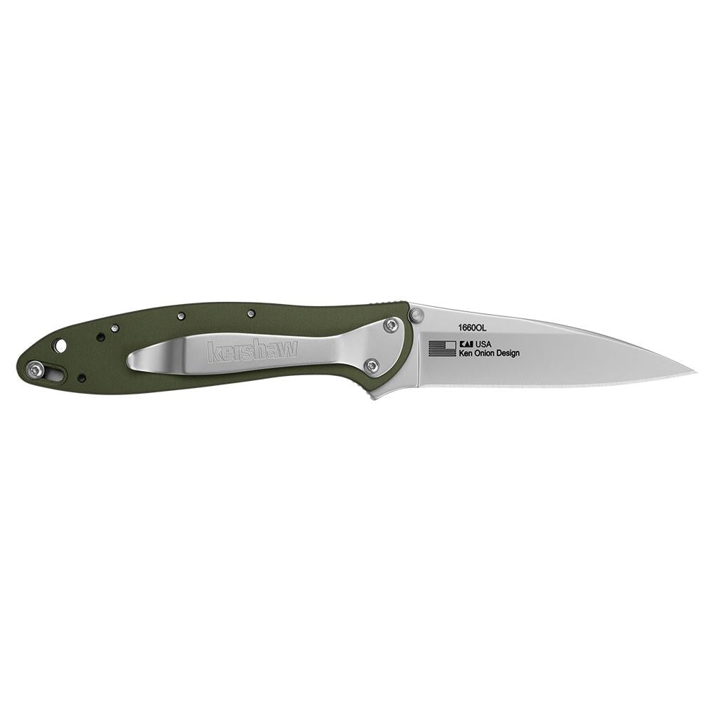 Kershaw Olive Leek Assisted Opening Knife (3 Stonewash)
