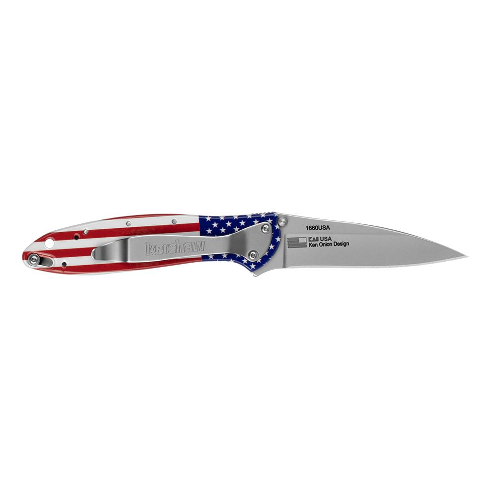KERSHAW LEEK - ALUM USA FLAG/SIL